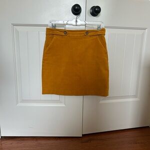 Banana Republic Yellow Corduroy Mini Skirt with Button Details
